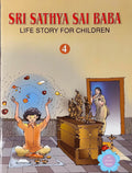 Paperback book titled Sri Sathya Sai Baba Life Story for Children 4 with illustrated cover