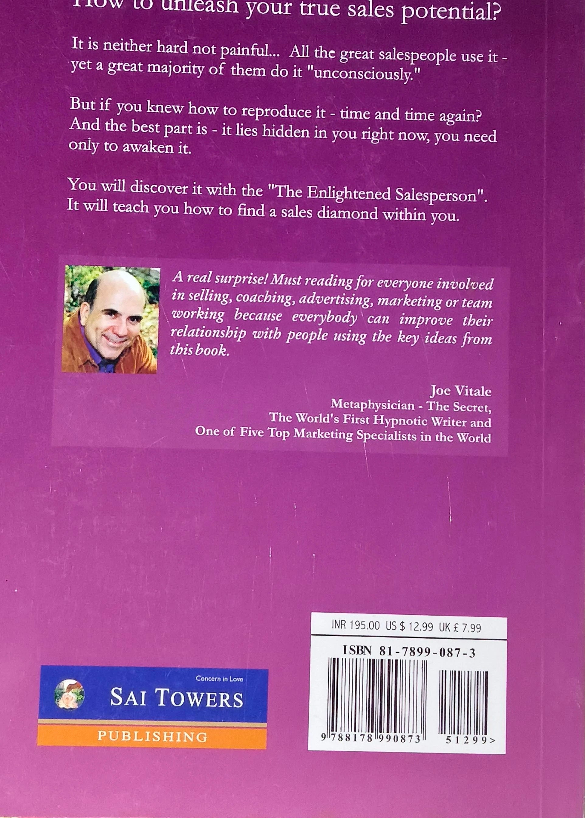 Back cover of Selling from the Inside Out book, purple with text and barcode