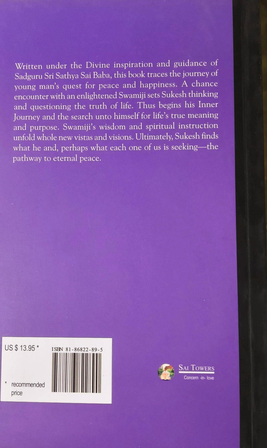 Back cover of The Inner Journey paperback book with synopsis and barcode