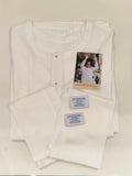 Folded white Swamy robe with two matching napkins and devotional cards