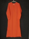 Orange long-sleeve swami robe for spiritual use, front view