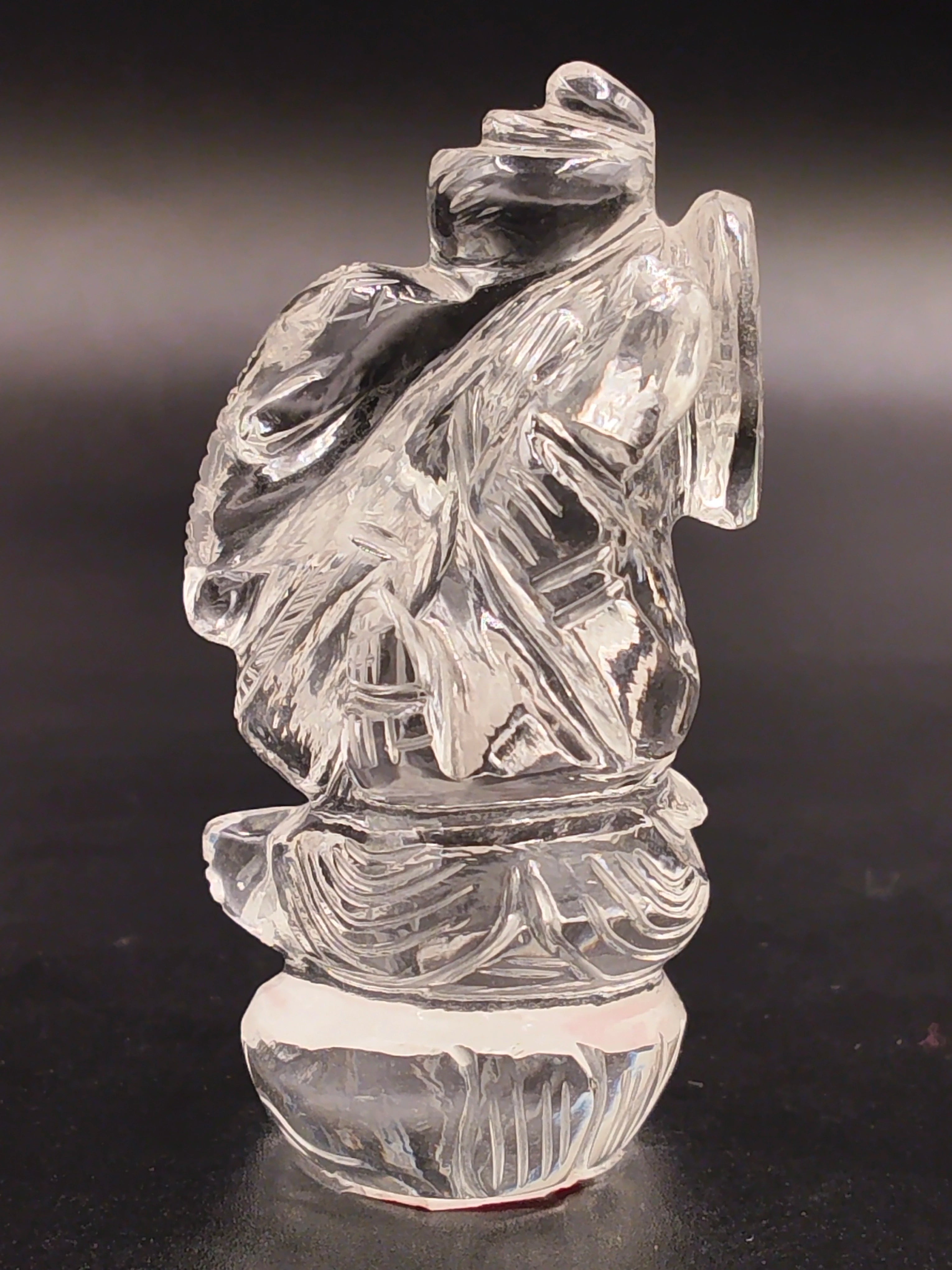 Mini crystal sculpture of Ganesh deity with detailed carvings