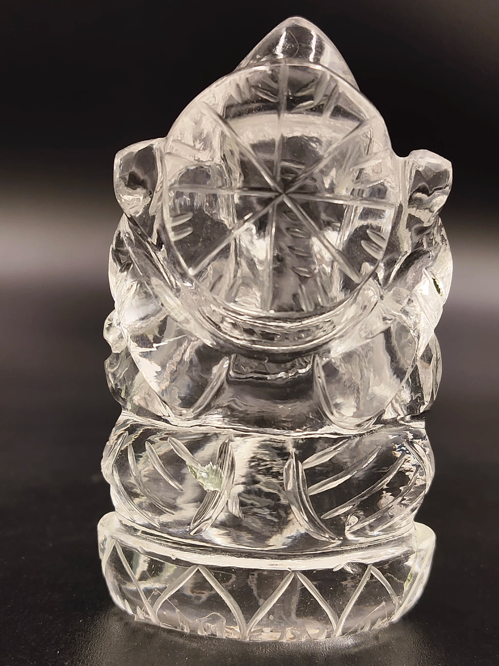 Mini crystal sculpture of Ganesh deity with detailed engravings