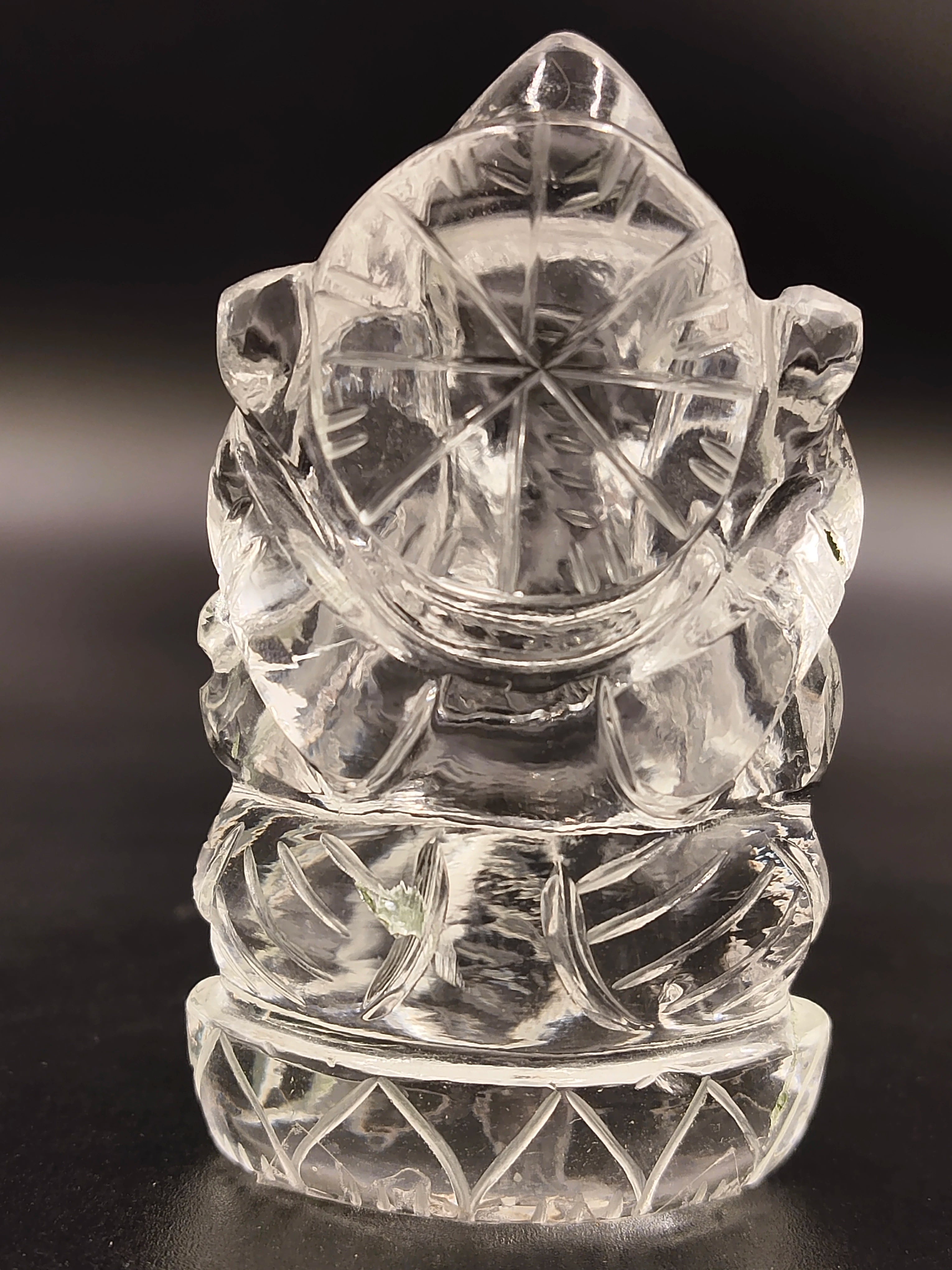 Mini crystal sculpture of Ganesh deity with detailed engravings