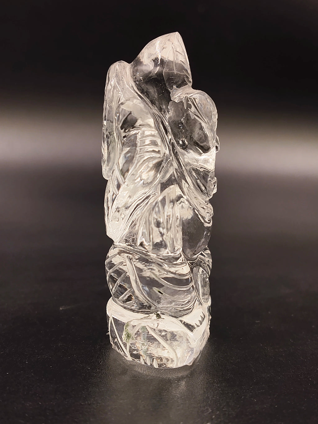 Mini crystal sculpture of deity Ganesh with detailed carvings