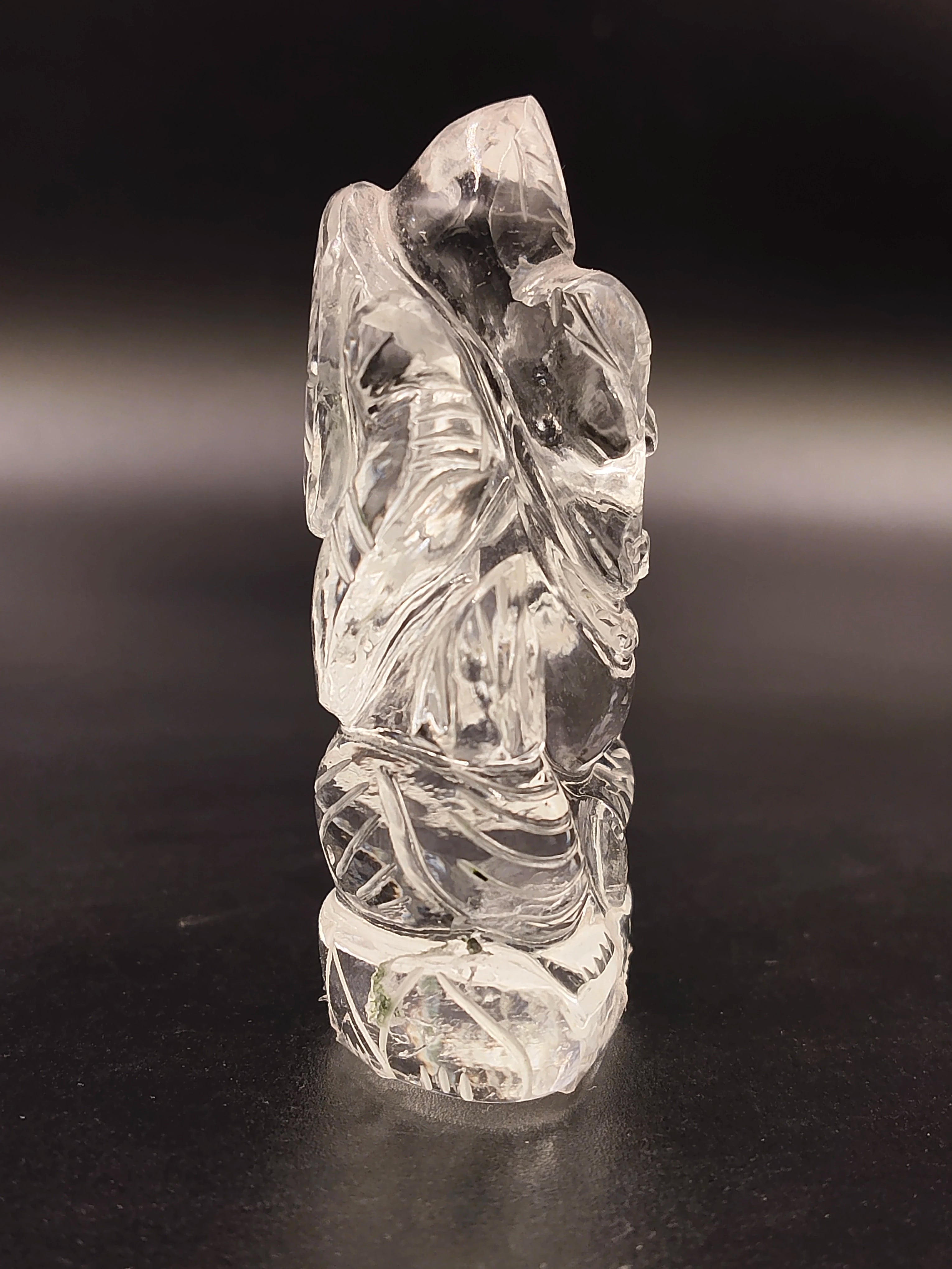 Mini crystal sculpture of deity Ganesh with detailed carvings