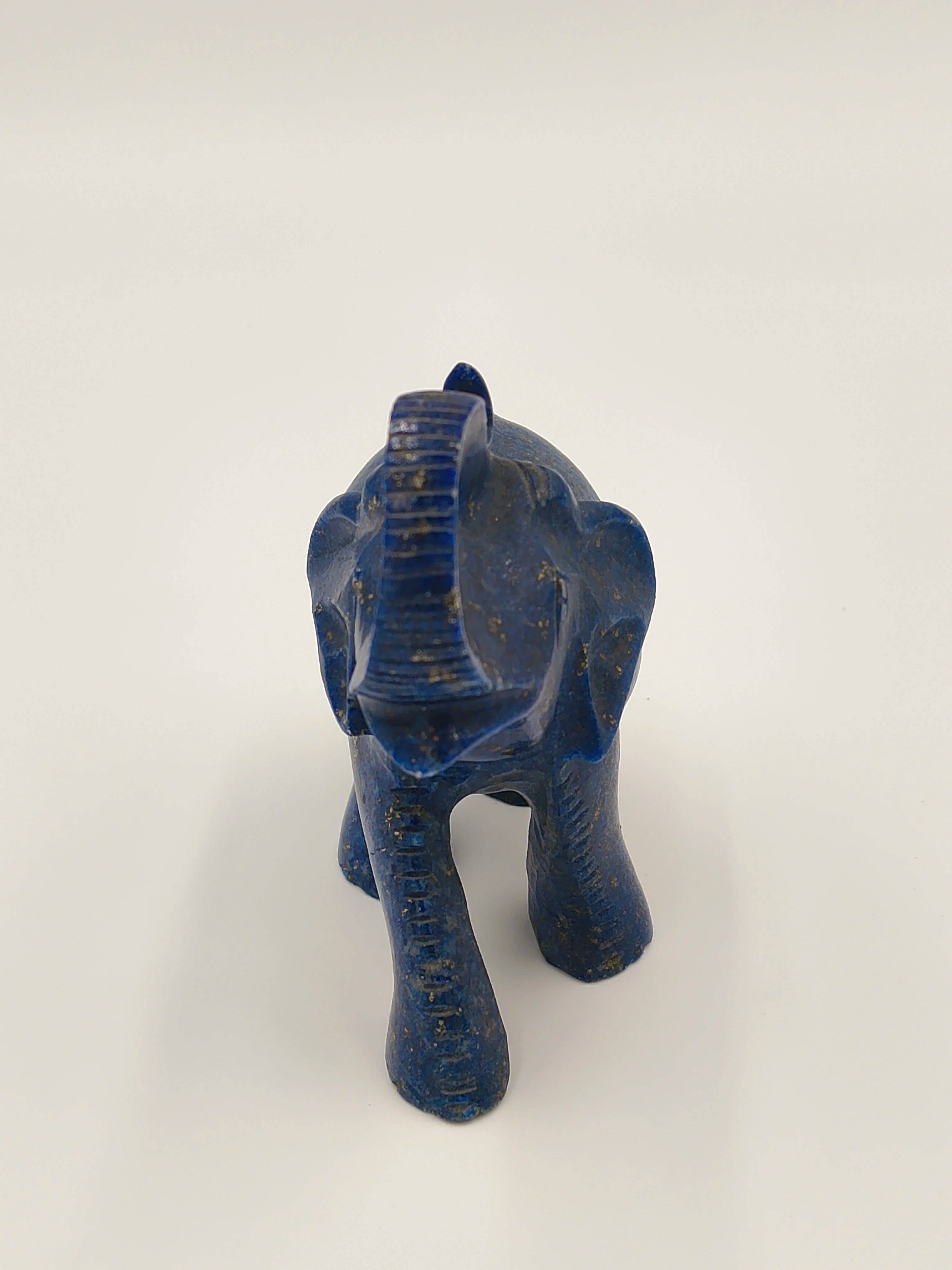 Small blue lapis elephant figurine sculpture front view