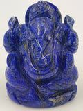 Small lapis lazuli sculpture of Hindu deity Ganesh with detailed carving