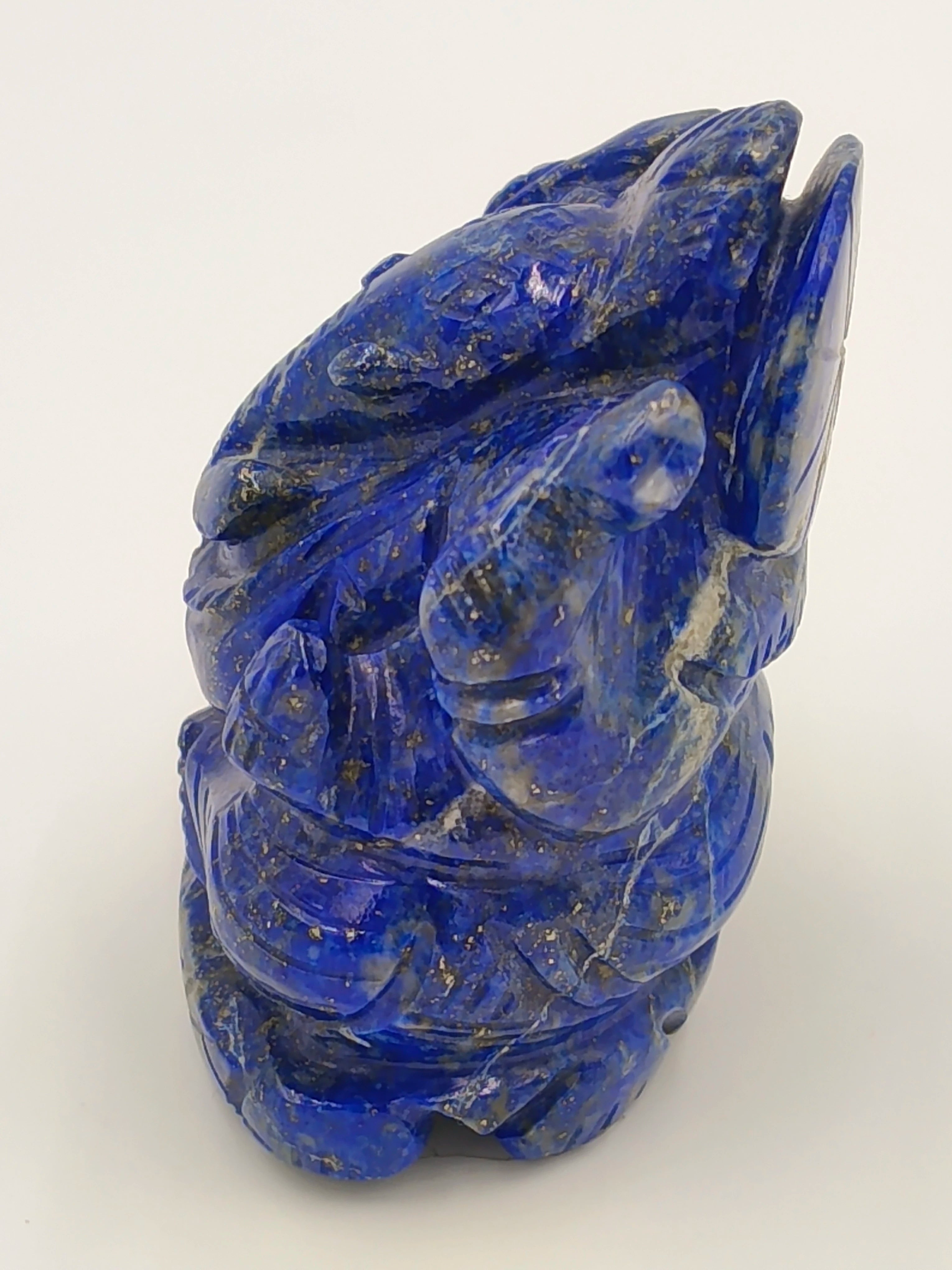 Small blue lapis Ganesh statue with intricate carved details