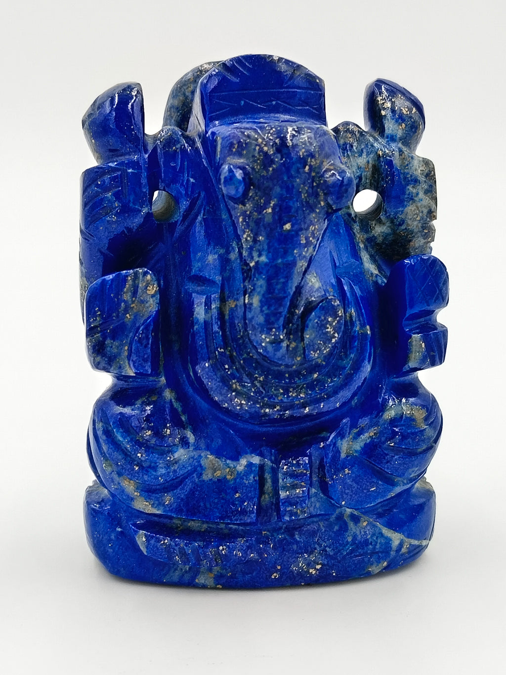 Small blue lapis lazuli statue of Hindu deity Ganesh sitting