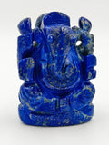 Small blue lapis lazuli statue of Hindu deity Ganesh sitting