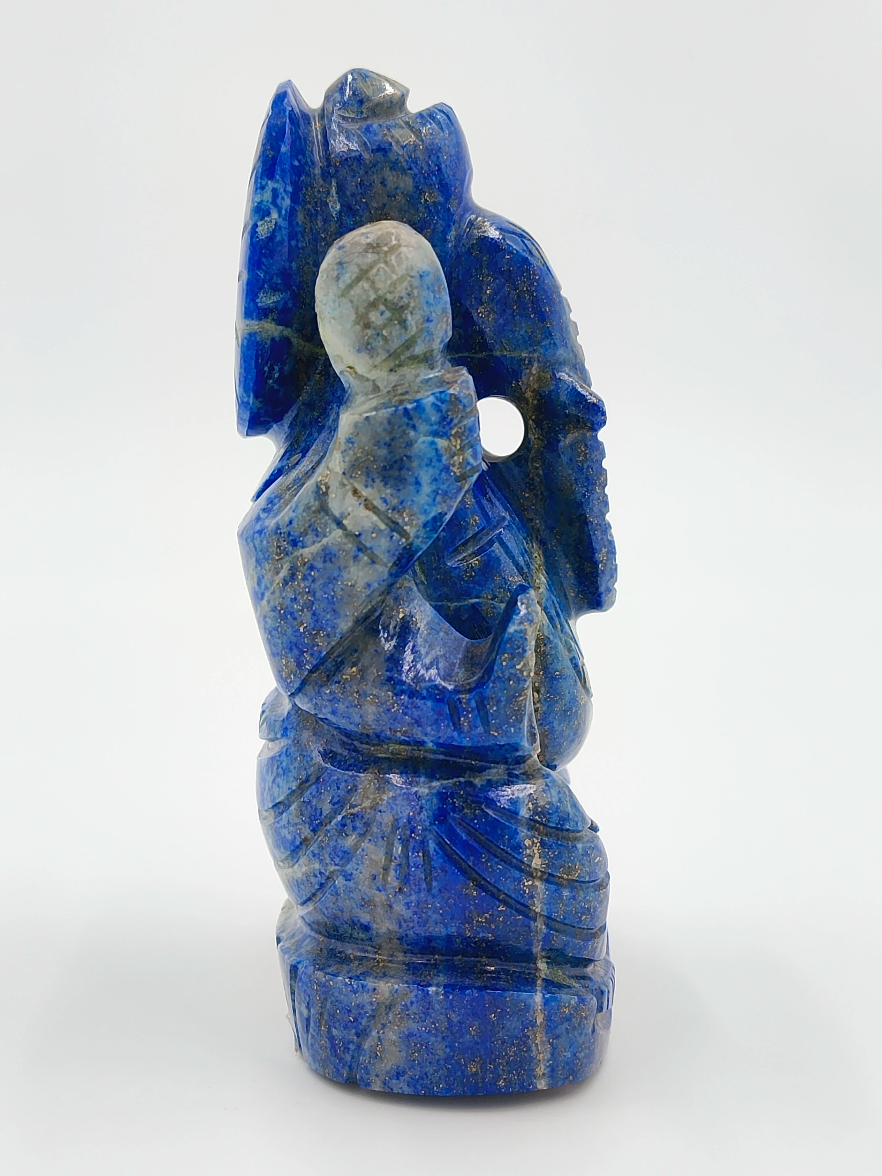 Small 3.3-inch blue lapis lazuli Ganesh statue side view