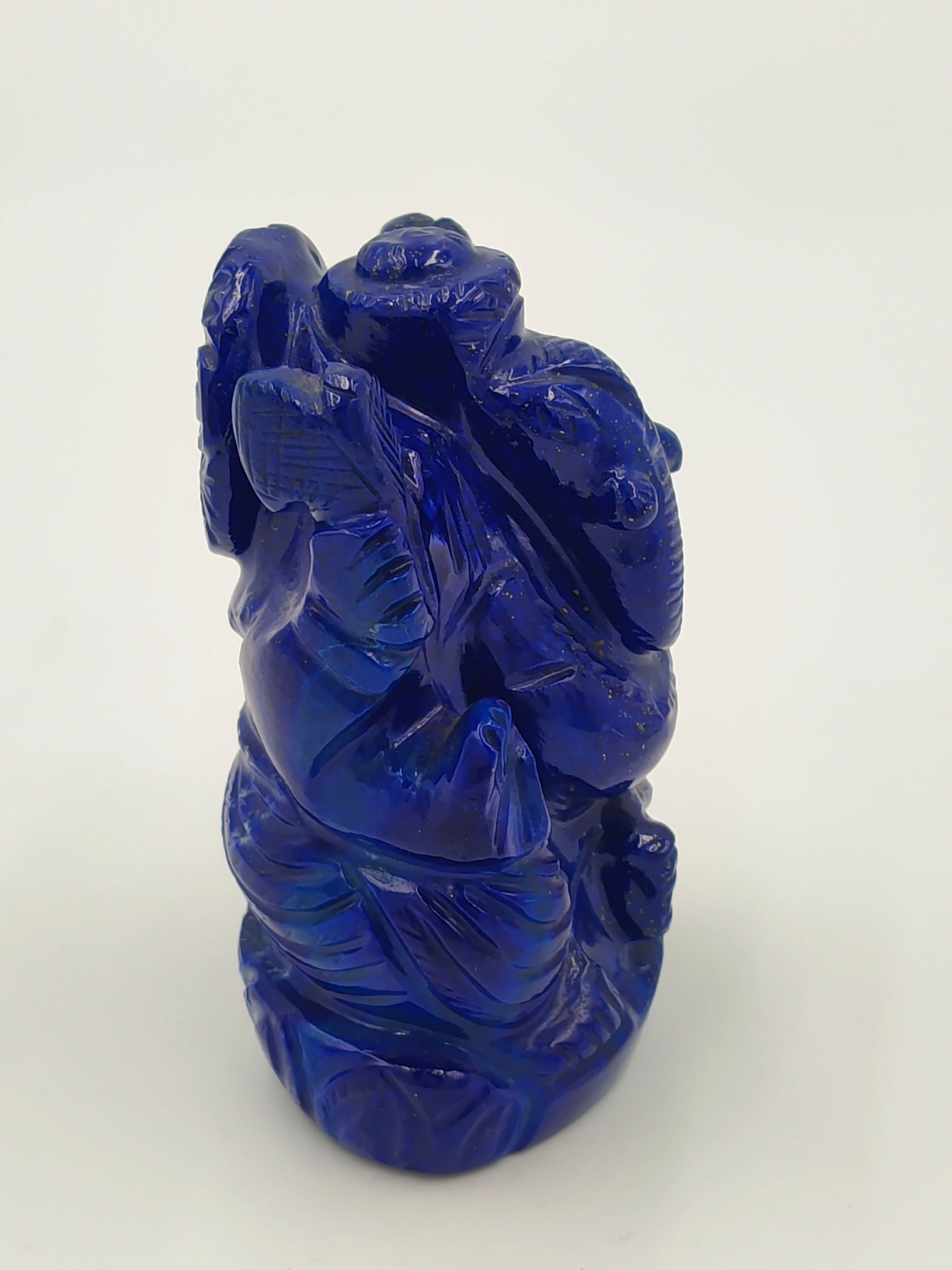 Lapis Lazuli small statue of deity Ganesh with detailed carving