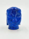 Front view of a 1.9 inch blue lapis lazuli Buddha head idol sculpture