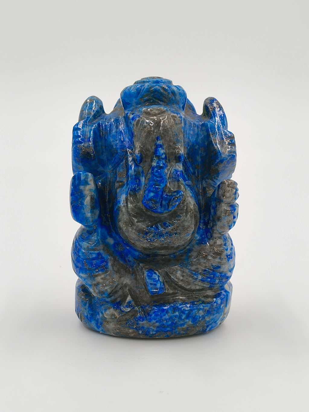 Front view of a 2.3 inch blue lapis Ganesh statue sculpture