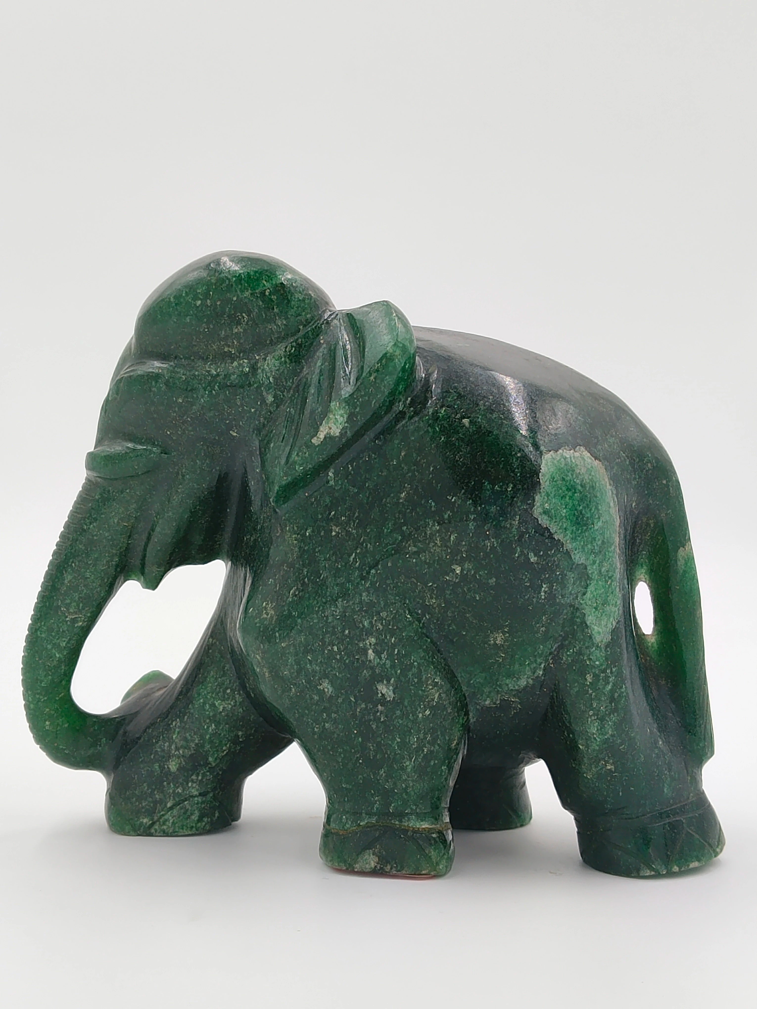 Green jade elephant sculpture figurine side view