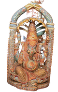 20.8 inch jade sculpture of deity Ganesh with intricate gold and blue detailing