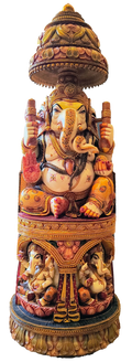 Large marble dust Ganesh statue with gold painting and intricate detailing