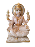 10.2 inch marble statue of goddess Lakshmi sitting on a lotus flower