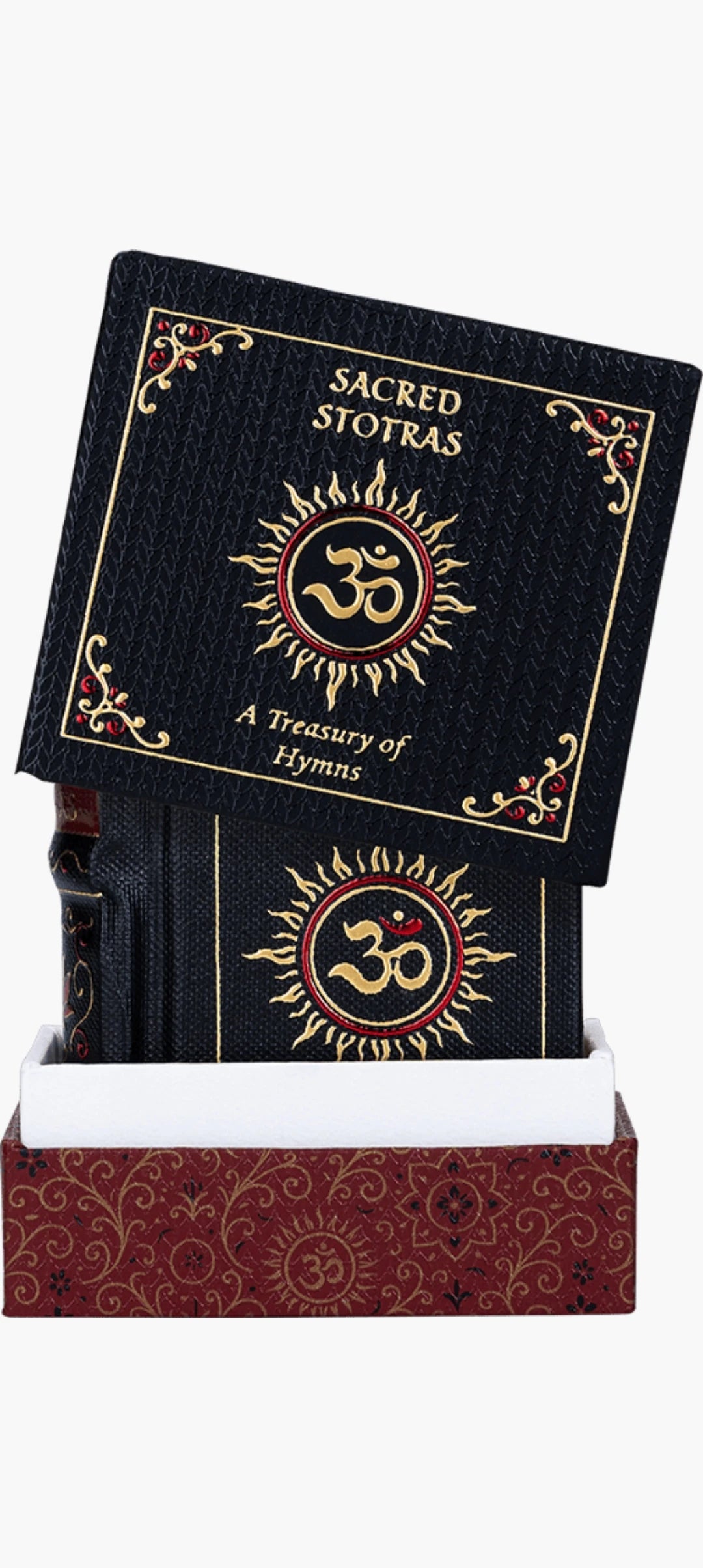 Sacred Stotras hardbound devotional book with black cover and gold Om symbol