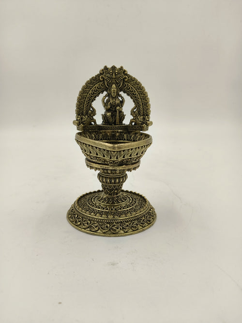 Medium brass sculpture of Arch Lakshmi Deep with intricate detailing