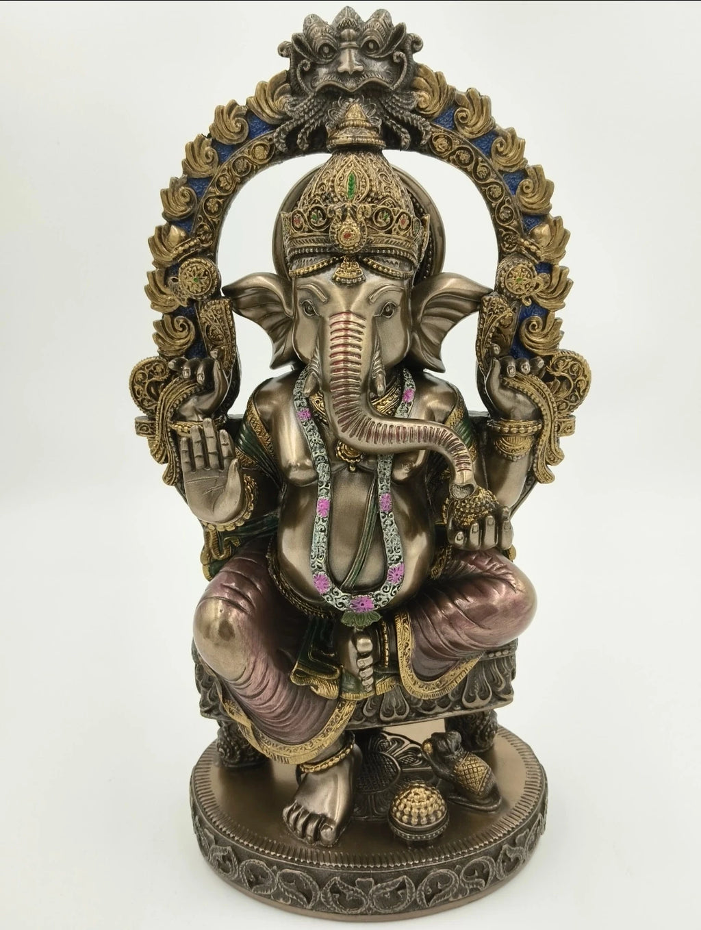 Large polyresin Ganesh statue with intricate gold and colored detailing