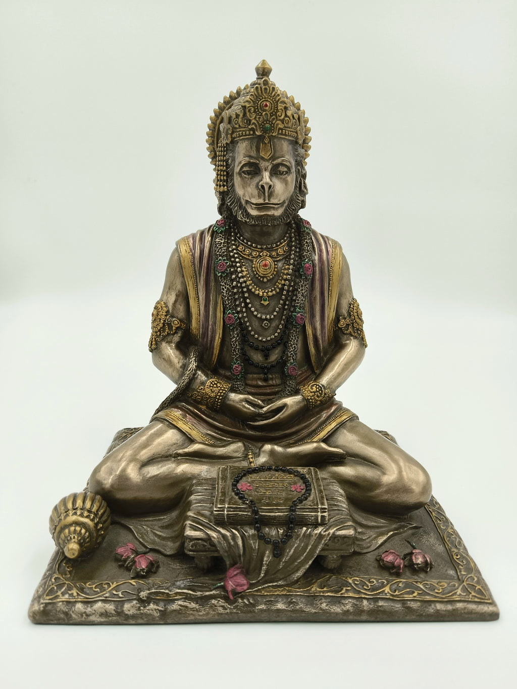 Polyresin sculpture of Hanuman in dhyan mudra seated on decorative base