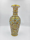 Large marble flower vase with intricate gold and floral hand-painted design