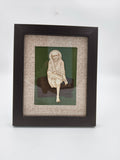 Mini wood art picture of Shirdi Sai Baba in dark wooden frame with decorative mat