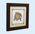framed wooden art picture of decorated elephant with intricate patterns