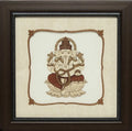 Large framed wooden artwork of Ganesh deity sitting on a lotus