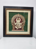 Large framed wooden wall art featuring Lord Ganapathi in ornate design