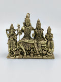 Brass Shiv Parivar sculpture featuring Shiva, Parvati, Ganesha, and Kartikeya