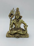 Medium brass Sadashiva statue of Lord Shiva sitting cross-legged with trident