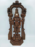 Large teakwood Arch Balaji statue with detailed carvings and decorative arch