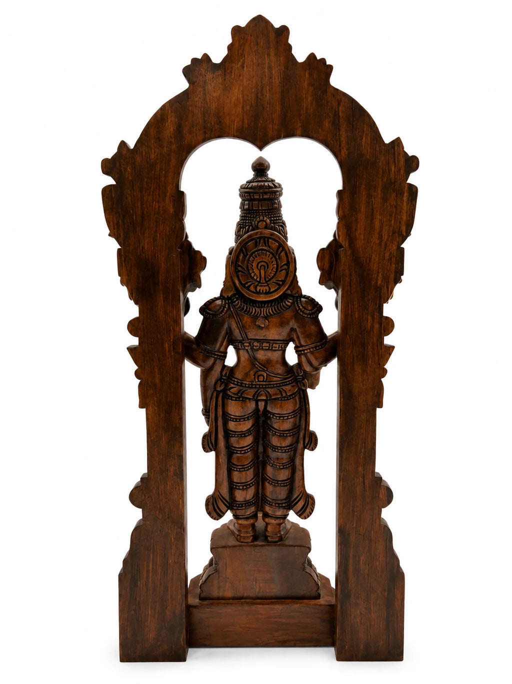 Side view of large teakwood Arch Balaji spiritual statue