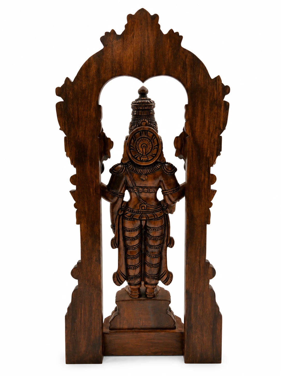 Side view of large teakwood Arch Balaji spiritual statue
