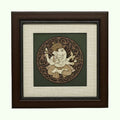 Wooden framed art picture of Pothi Ganesh deity with intricate circular design