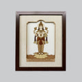 Framed wood art picture of Hindu deity Dhanwantari standing on lotus
