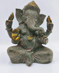 Large brass Appu Ganesha statue with gold accents sitting cross-legged