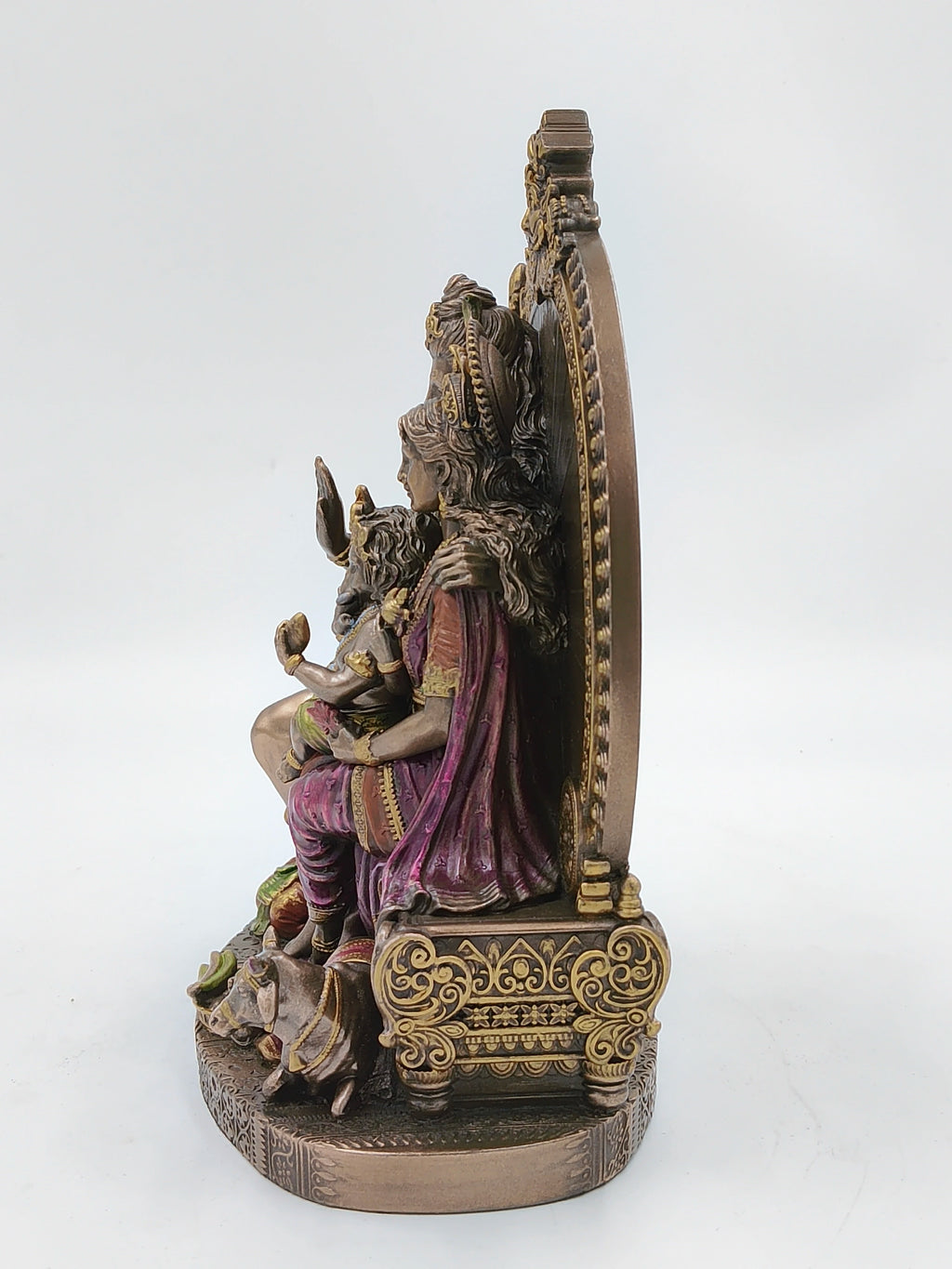 Side view of large polyresin Shiva Family statue with intricate detailing