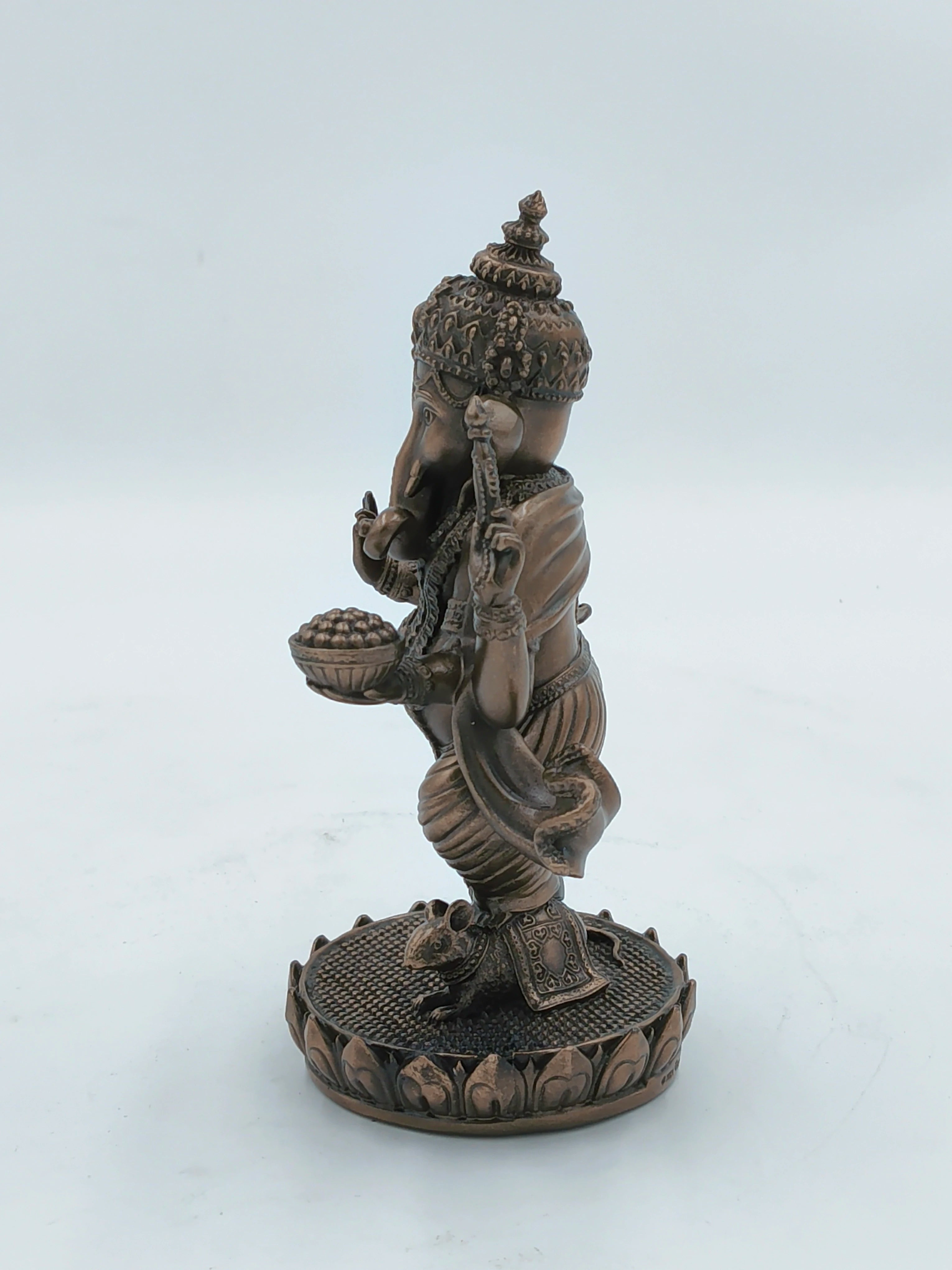 Medium polyresin standing Ganesh statue with detailed ornamentation