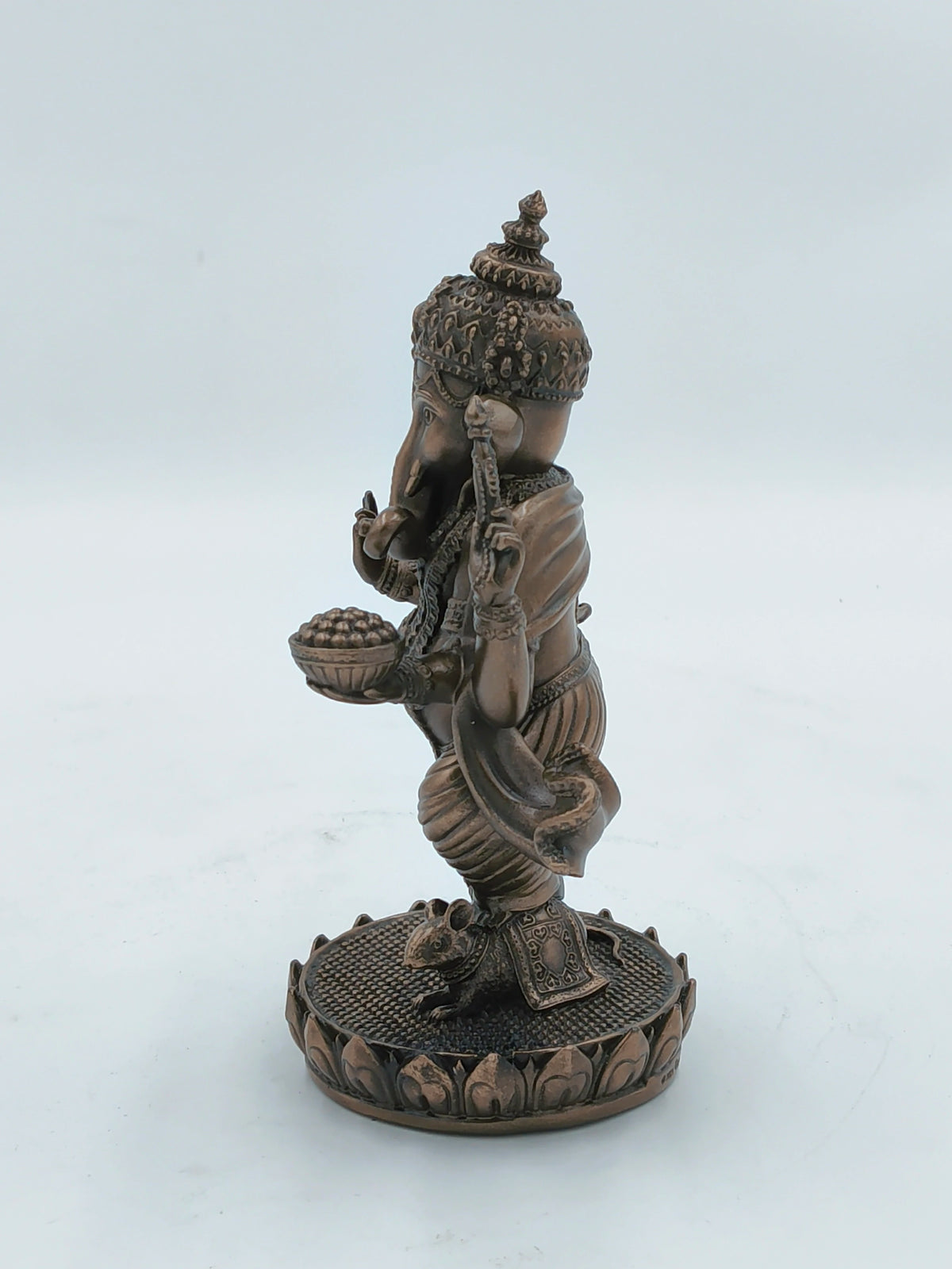Medium polyresin standing Ganesh statue with detailed ornamentation