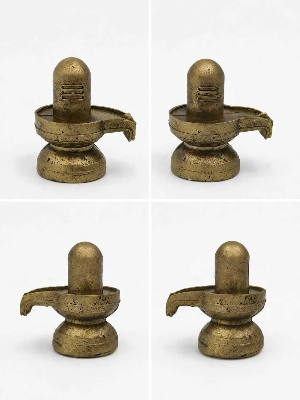 Compact brass small Shivalinga sculpture with traditional base and handle