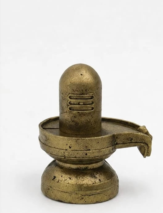 Compact brass small shivalinga sculpture with detailed markings