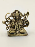 Brass mini Panchamukhi Hanuman statue with five heads and multiple arms