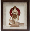 Large wooden framed wall art of deity Murgan with peacock, detailed carving