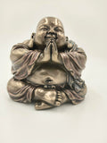 Medium polyresin Laughing Buddha statue with hands in prayer pose
