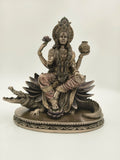 Large polyresin statue of goddess Ganga Devi seated on a crocodile with lotus and pot
