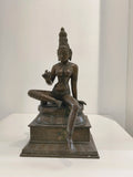 Large bronze statue of Goddess Parvathi seated with detailed adornments